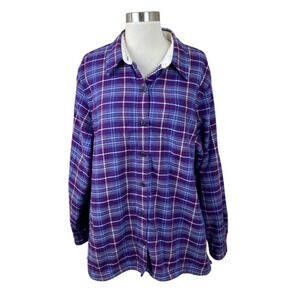 L.L. Bean XL Purple Flannel Fleece Lined Shirt Shacket Outdoors Cozy